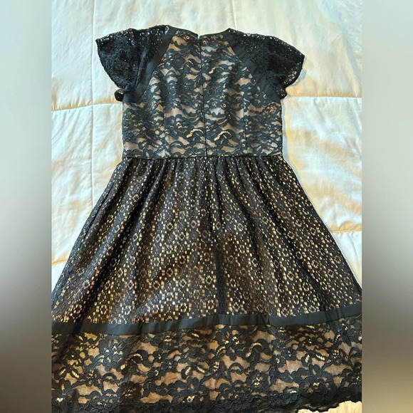 Aidan MATTOX Black Lace Mesh Cocktail Dress 6 LBD Party - Picture 7 of 8